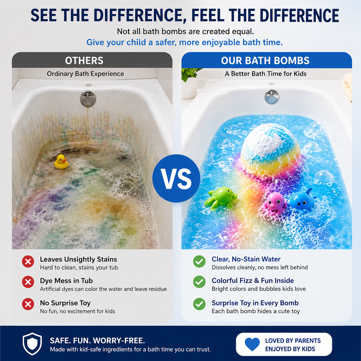 🔥 Limited Time – Save 70% Today🏆Gentle Kids Bath Bomb Set – Food-Grade Colors, Surprise Toys & Fun Bath Time Adventures