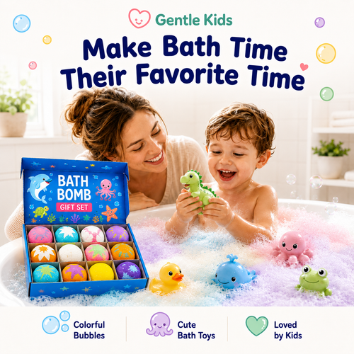 🔥 Limited Time – Save 70% Today🏆Gentle Kids Bath Bomb Set – Food-Grade Colors, Surprise Toys & Fun Bath Time Adventures