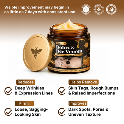 🛒 An additional 30% discount👑Made and Shipped from Canada ✨🔥 DOCTIA® Botox & Bee Venom Advanced Recovery Cream—For Wrinkles, Sagging Skin, Skin Tags & Rough Bumps