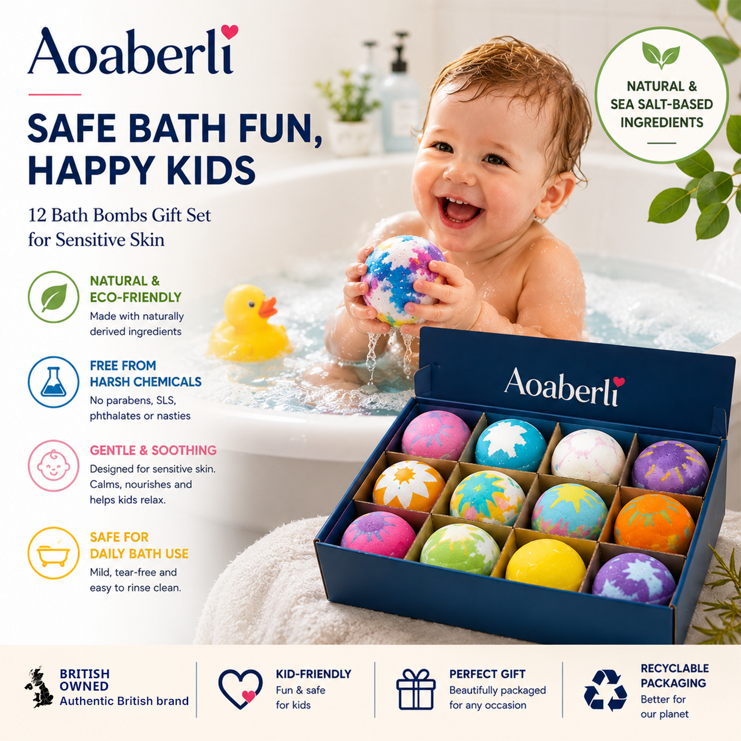 🔥 Limited Time – Save 70% Today🏆Gentle Kids Bath Bomb Set – Food-Grade Colors, Surprise Toys & Fun Bath Time Adventures