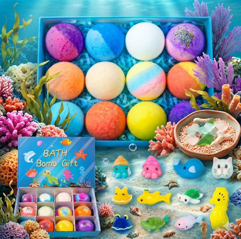 🔥 Limited Time – Save 70% Today🏆Gentle Kids Bath Bomb Set – Food-Grade Colors, Surprise Toys & Fun Bath Time Adventures
