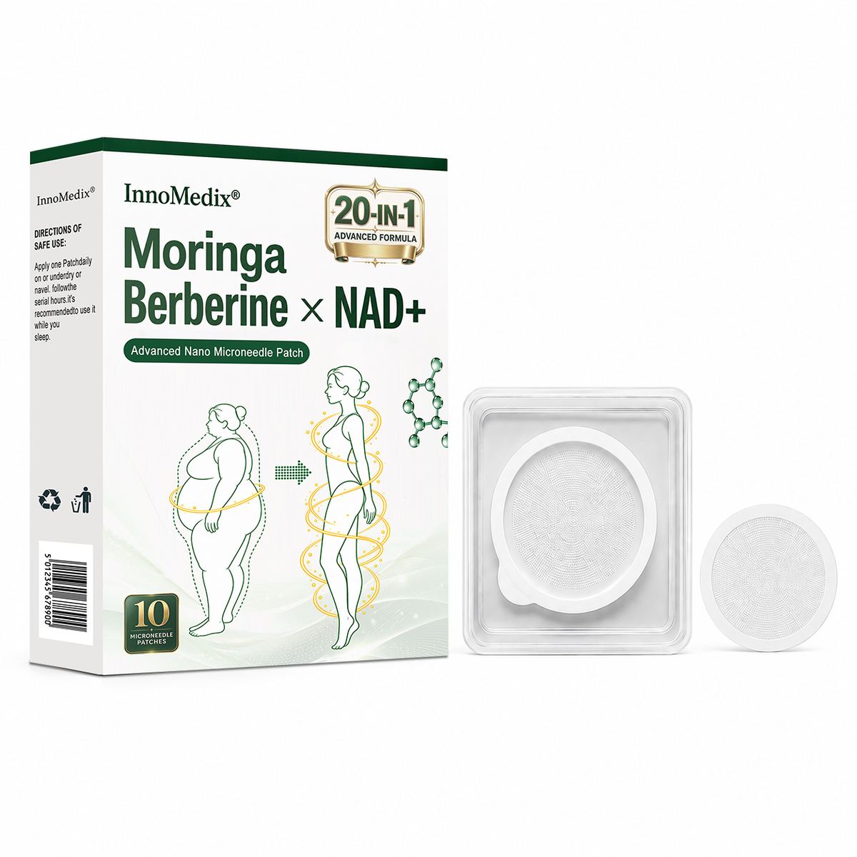 InnoMedix® Moringa Berberine x NAD+ 20-IN-1 Advanced Nano Microneedle Patch( 𝐉𝐮𝐬𝐭 𝐨𝐧𝐜𝐞 𝐚 𝐝𝐚𝐲, 𝐯𝐢𝐬𝐢𝐛𝐥𝐞 𝐜𝐡𝐚𝐧𝐠𝐞𝐬 𝐢𝐧 𝟕 𝐝𝐚𝐲𝐬)